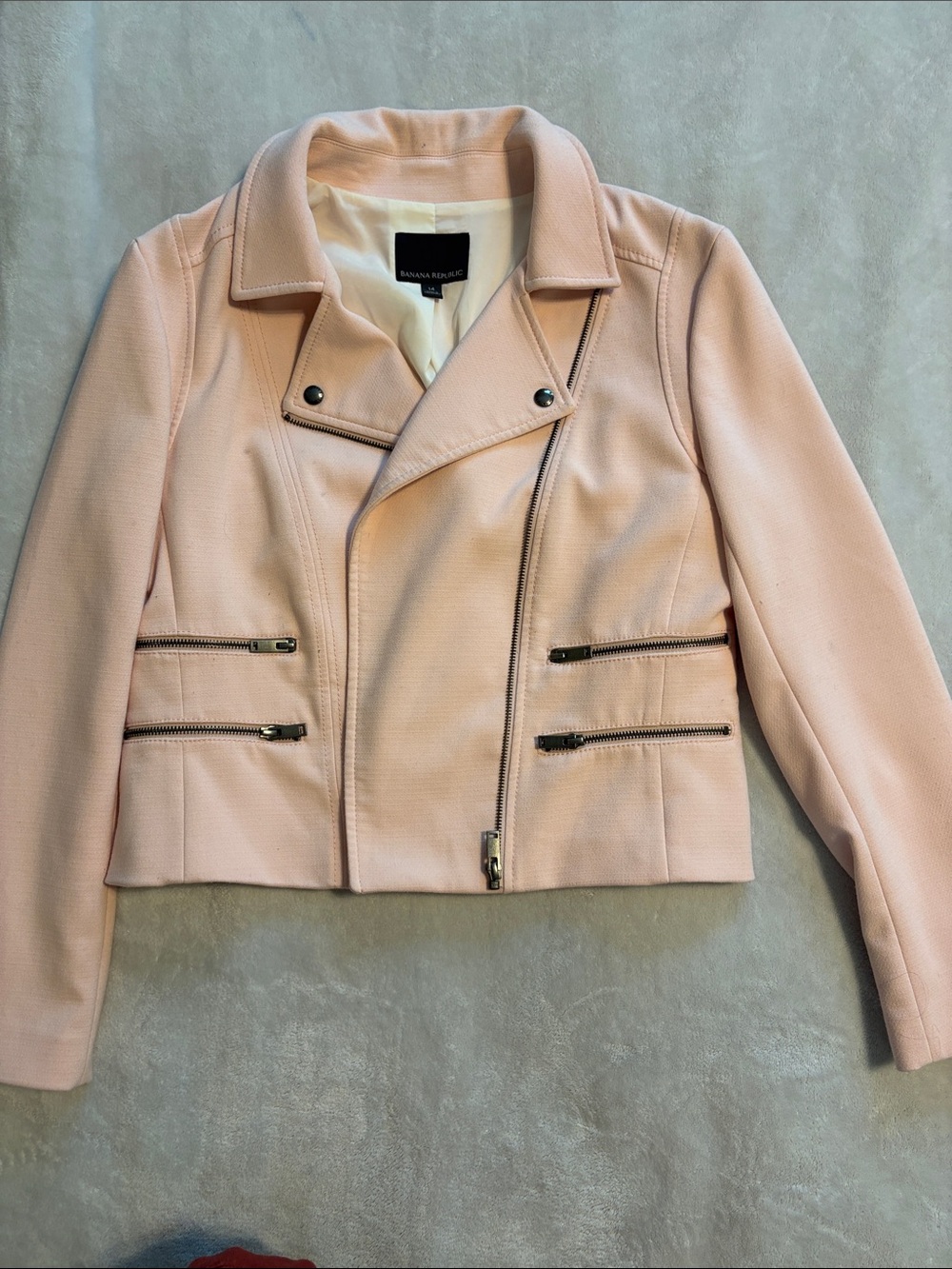 Banana Republic Light Pink Cropped Moto Jacket